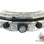 Audemars Piguet Royal Oak men's watch with diamond bezel and silver chronograph dial.