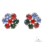 Azerbaijan Sapphire Flower Earrings 67135 - Image 1