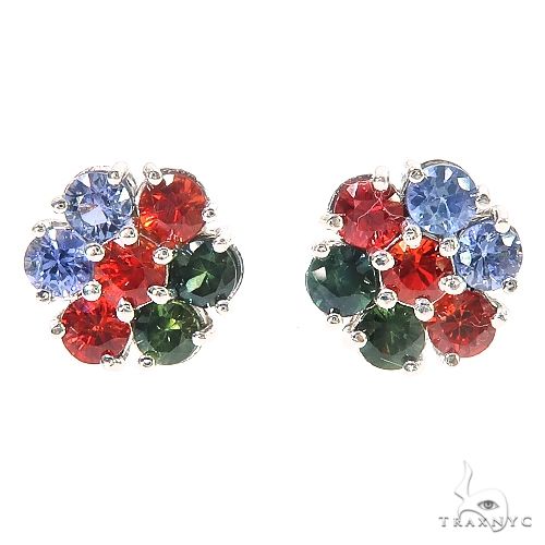Azerbaijan Sapphire Flower Earrings 67135 - Image 1