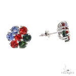Azerbaijan Sapphire Flower Earrings 67135 - Image 2