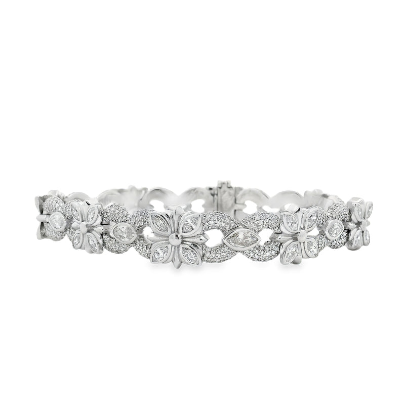 10K white Chrome Style Bracelet Set With Lab Marquise And Round Diamonds 70997