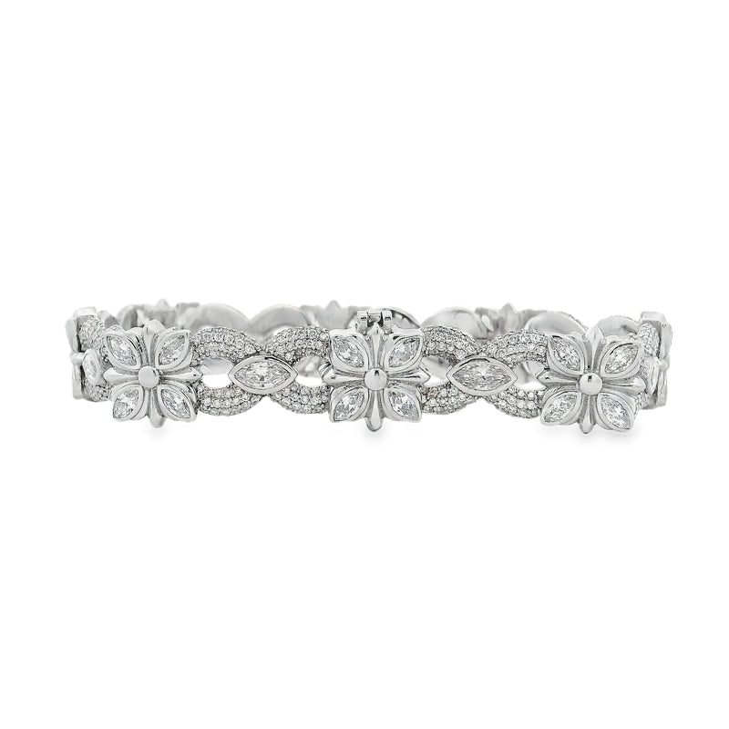 10K white Chrome Style Bracelet Set With Lab Marquise And Round Diamonds 70997