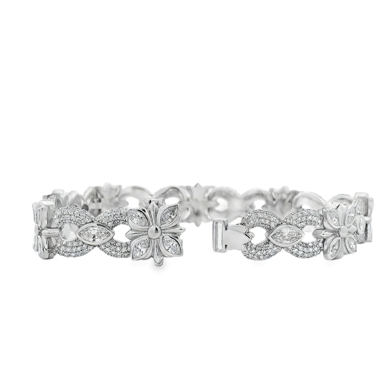 10K white Chrome Style Bracelet Set With Lab Marquise And Round Diamonds 70997