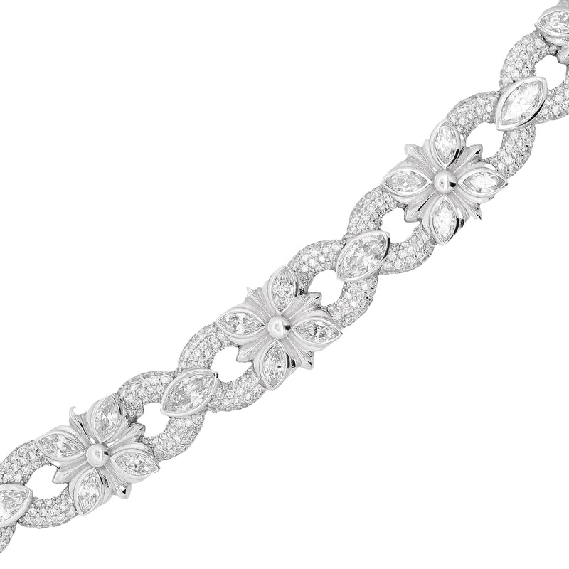 10K white Chrome Style Bracelet Set With Lab Marquise And Round Diamonds 70997