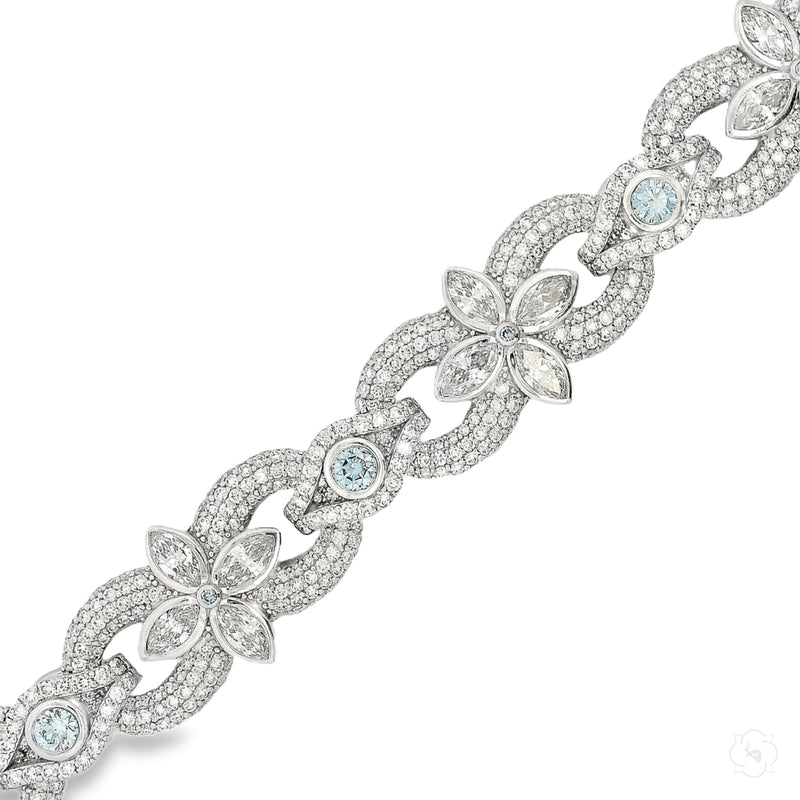 Marquise And Round White And Blue Diamond Bracelet 70996