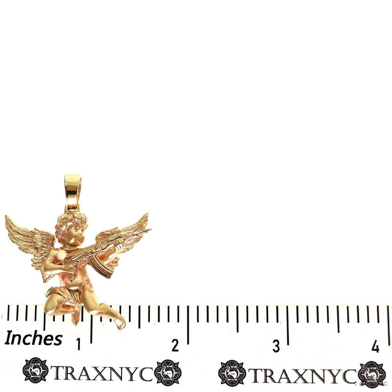 14K Gold Baby Angel With Ak Gun Pendant- Small, photo 5 of 7