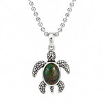 Baby Turtle Opal shell  Pendant & Moon cut Chain Set 71779