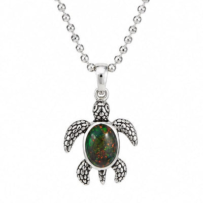 Baby Turtle Opal shell  Pendant & Moon cut Chain Set 71779