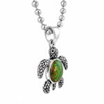 Baby Turtle Opal shell  Pendant & Moon cut Chain Set 71779