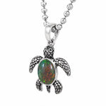 Baby Turtle Opal shell  Pendant & Moon cut Chain Set 71779