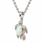 Baby Turtle Opal shell Pendant & Moon cut Chain Set in .925 sterling silver, view 6