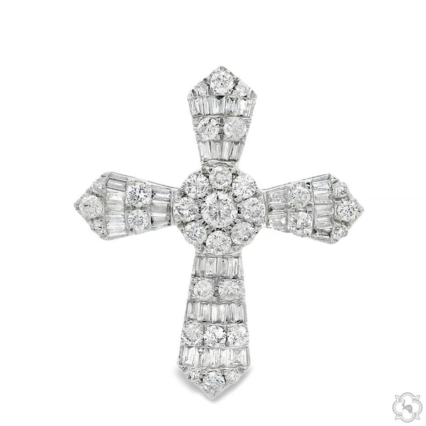 Baguette Diamond Cross 68629 | TraxNYC