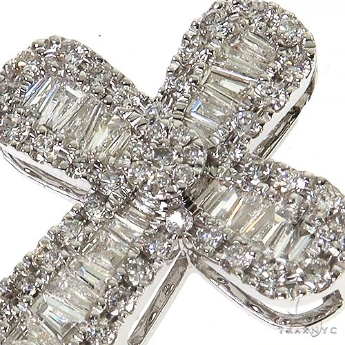 Baguette Diamond Cross Pendant Set 68626 - Image 3