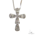Baguette Diamond Cross Pendant Set 68628 - Image 2