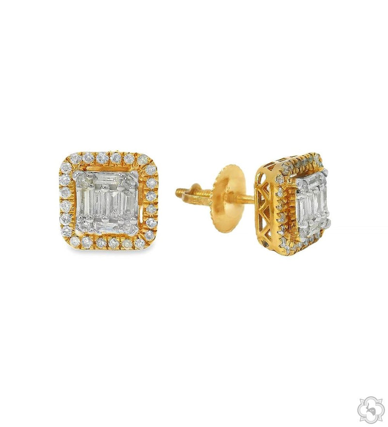 10K Gold Baguette Diamond Earrings, photo 3 of 6