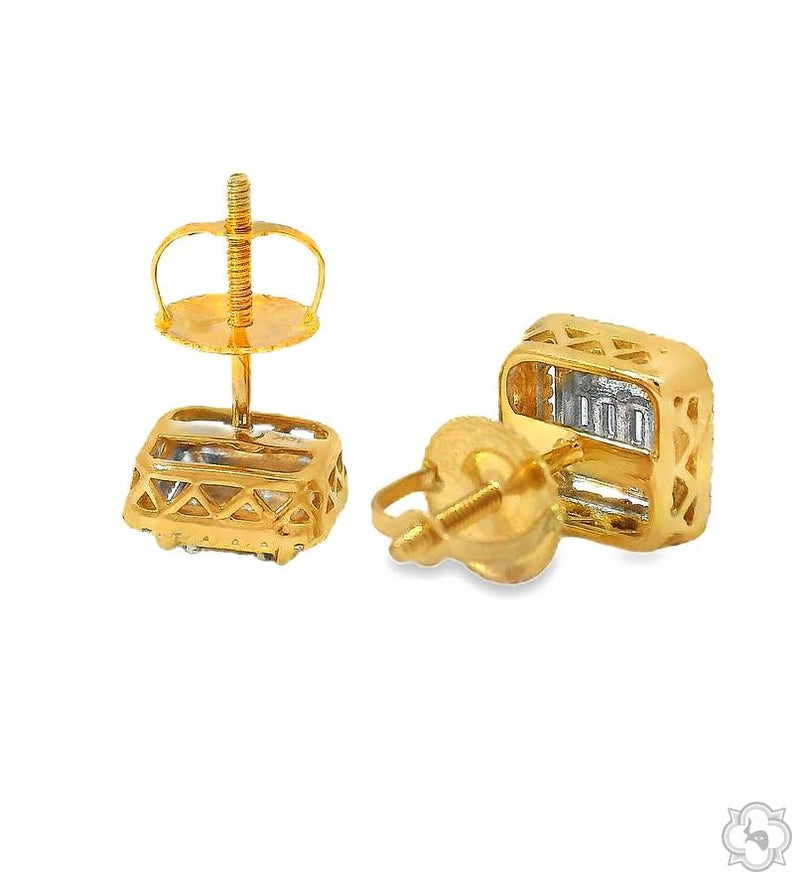 10K Gold Baguette Diamond Earrings, photo 5 of 6