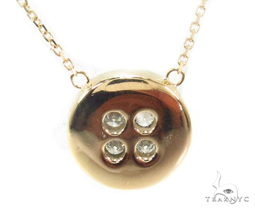 Bezel Diamond Button Necklace 34946 - Image 4