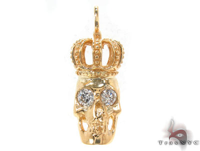 Bezel Diamond Crown Skull Pendant 34380 - Image 1