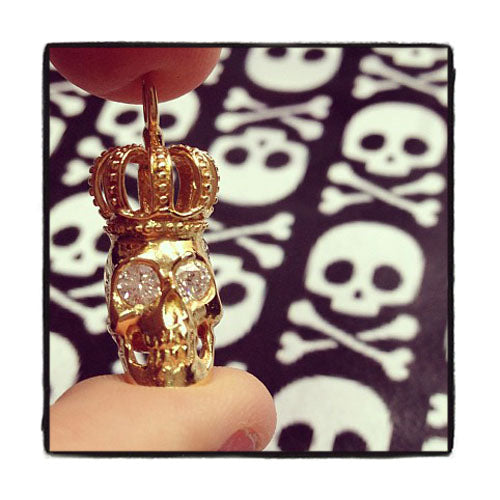 Bezel Diamond Crown Skull Pendant 34380 - Image 3