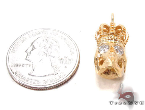 Bezel Diamond Crown Skull Pendant 34380 - Image 7