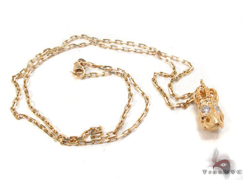 18K Yelow Gold Skull Crown Diamond Set 34381 - Image 12