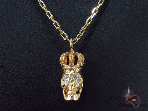 18K Yelow Gold Skull Crown Diamond Set 34381 - Image 13