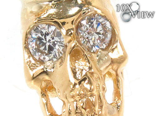18K Yelow Gold Skull Crown Diamond Set 34381 - Image 3