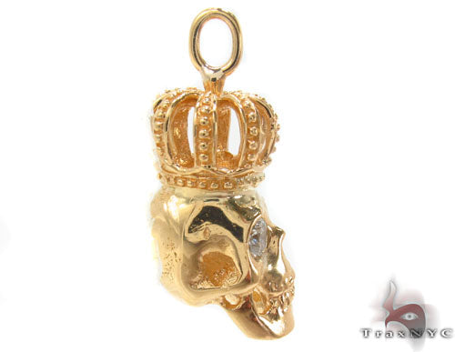 18K Yelow Gold Skull Crown Diamond Set 34381 - Image 5