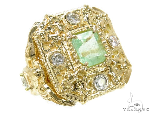 Bezel Diamond Emerald Angel Ring 39843 - Image 1