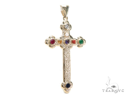 Bezel Diamond Gemstone Cross Crucifix 41193 - Image 2