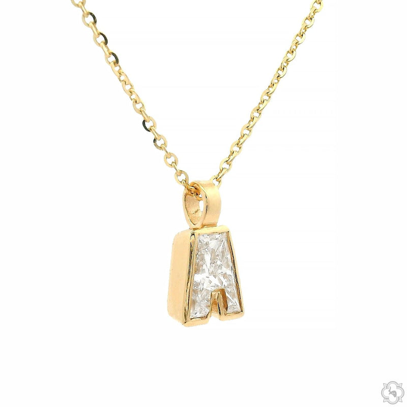 14K Gold Bezel Lab-Grown Diamond Letter Initial Necklace, photo 2 of 8