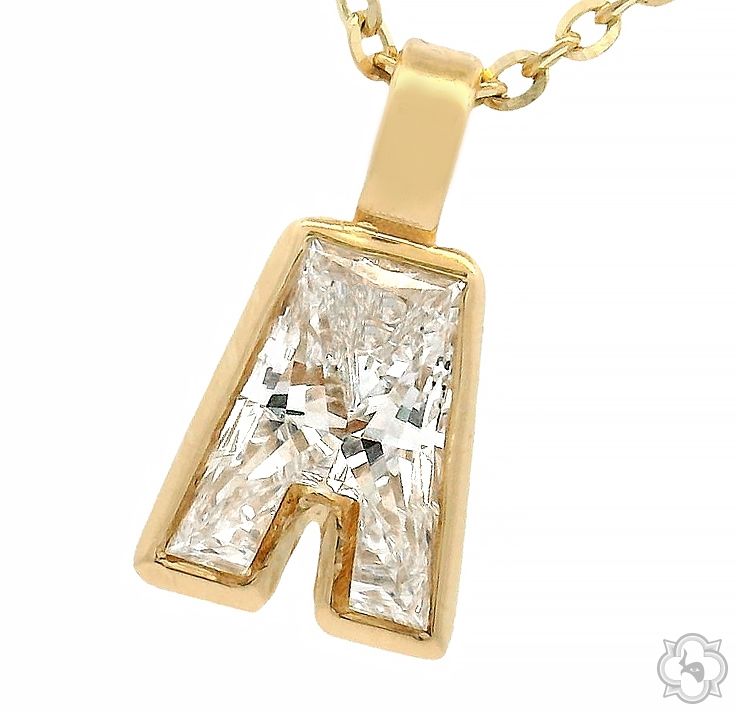 14K Gold Bezel Lab-Grown Diamond Letter Initial Necklace, photo 3 of 8