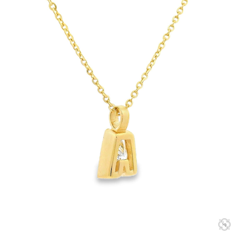 14K Gold Bezel Lab-Grown Diamond Letter Initial Necklace, photo 4 of 8