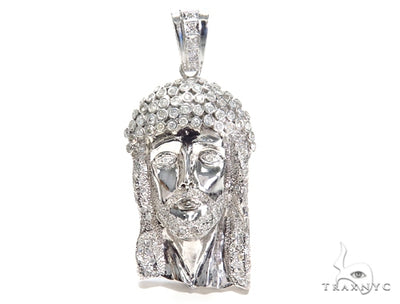 Bezel Diamond Silver Jesus Piece 40828 - Image 1
