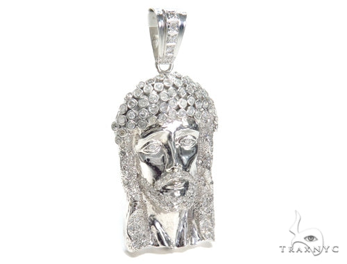 Bezel Diamond Silver Jesus Piece 40828 - Image 2