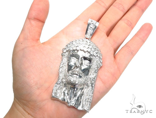 Bezel Diamond Silver Jesus Piece 40828 - Image 7