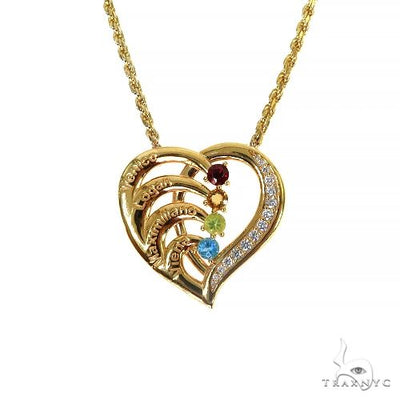 Birthstone Engravable Heart Pendant Necklace 68023 - Image 1