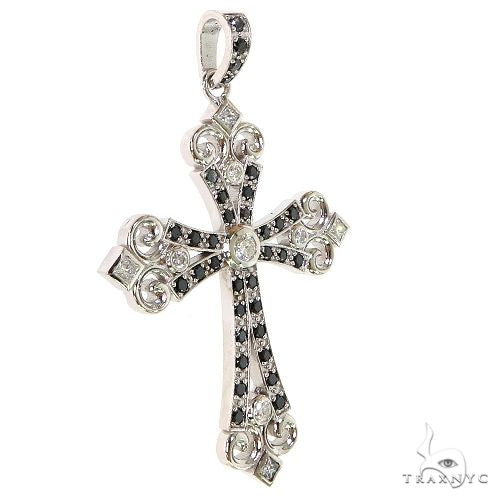 14K Gold Black Diamond Cross Pendant, view 2