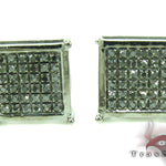 Black Diamond Cube Silver Earrings 27623 - Image 1