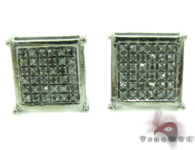 Black Diamond Cube Silver Earrings 27623 - Image 1