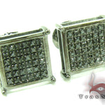 Black Diamond Cube Silver Earrings 27623 - Image 2