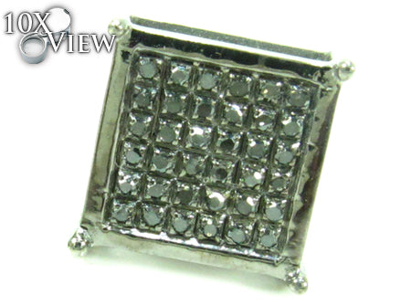 Black Diamond Cube Silver Earrings 27623 - Image 3