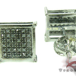 Black Diamond Cube Silver Earrings 27623 - Image 4