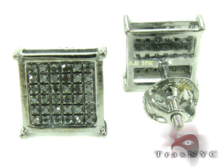 Black Diamond Cube Silver Earrings 27623 - Image 4