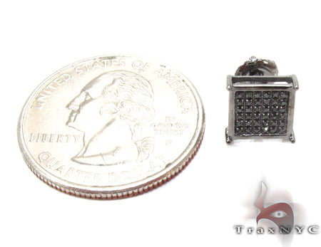 Black Diamond Cube Silver Earrings 27623 - Image 5