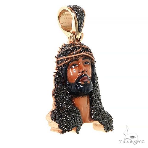 Passion Black Diamond Jesus Pendant 68603 | TraxNYC