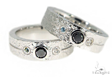 10K Gold 1.3 Ctw Black Diamond Topaz Couple Ring