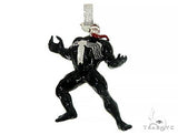 Black Enamel Silver Diamond Venom Pendant 66366
