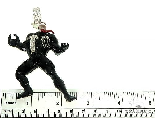 Black Enamel Silver Diamond Venom Pendant 66366 - Image 6