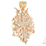 Black Ink Crew Small 14k Two Tone Diamond Filigree Cross Pendant 65102 - Image 2